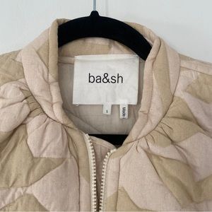 BA&SH Quilted Taupe Cream Cropped Jacket